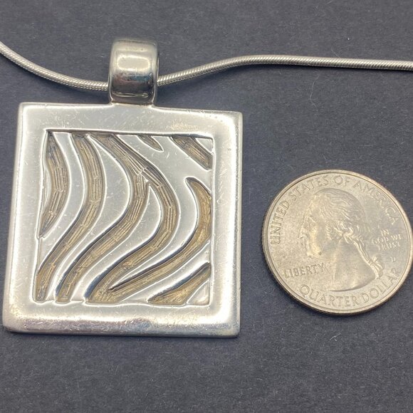 925 Sterling Silver 18" Snake Chain with 1.45" Modernist Pendant - 30.5 Grams - Picture 4 of 11